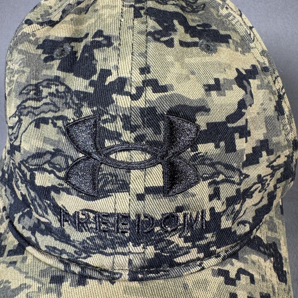 Under Armour Hat Cap Strap Back Mens One Size Green Camo‎ UA Freedom Embroidered - Picture 6 of 13